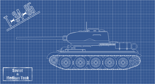 Танк Т-34-85 технический векторной графики