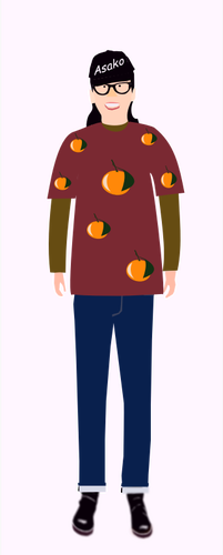Vektor ClipArt-bilder av trendiga killen i t-tröja med orange mönster