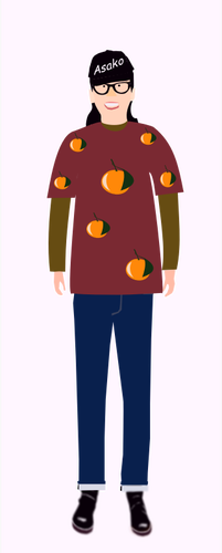 Vector clip art of trendy guy in t- shirt with orange pattern