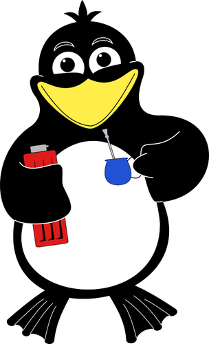 Clip-art vector de pinguim segurando o refrigerante