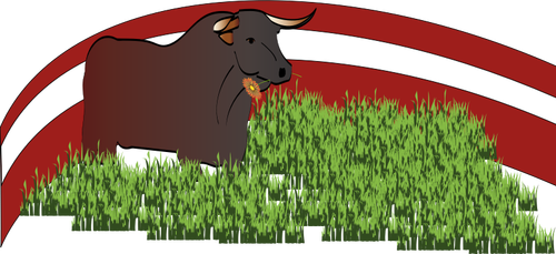 Gráficos vetoriais de touro pastando grama