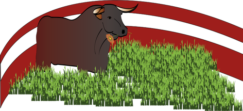 Vector graphics of bull grazing grass