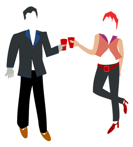 Vector image of couple having a drink toast