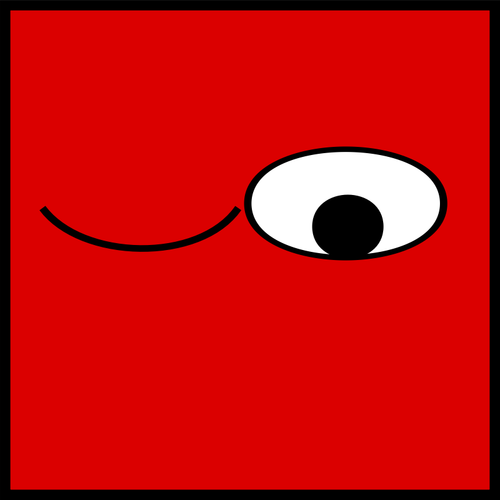 Čtverhranné červené emotikonu oko mrknutí vektorový obrázek
