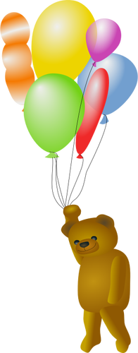 Teddy bear holding balloons vector drawing