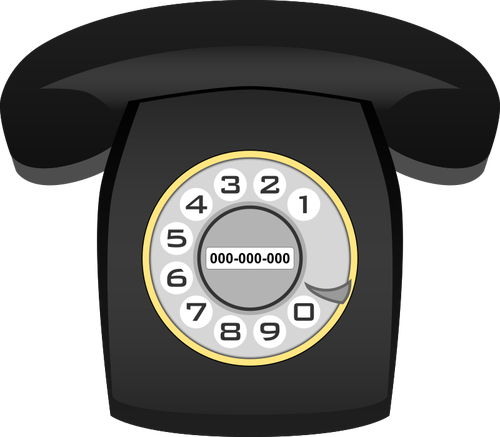 Черный Ротари телефон векторное изображение