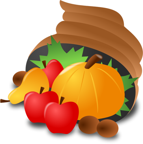 Vector illustraties van levensmiddelen mand met een pompoen