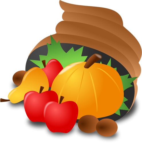 Vector clip art of food basket with a pumpkin