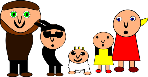 Vektor Klipart divná karikatura rodiny