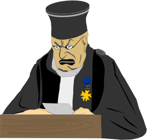 Judge at work vector drawing