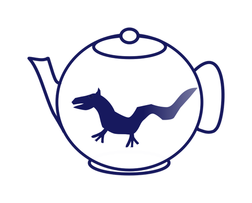 Vector de la imagen del pote del té del contorno azul