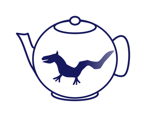 Vector image of blue outline tea pot