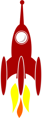 Vector graphics of comic rocket at launch,