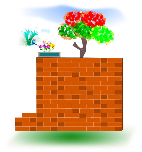 Mur de brique avec fleurs