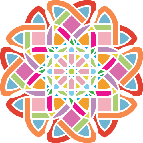 Vector drawing of colorful maze flower