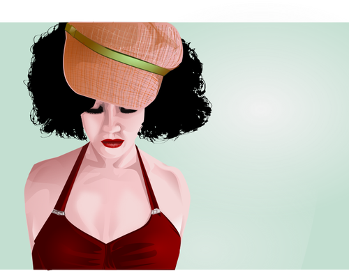 Vector illustration of sad woman in a sleeveless dress