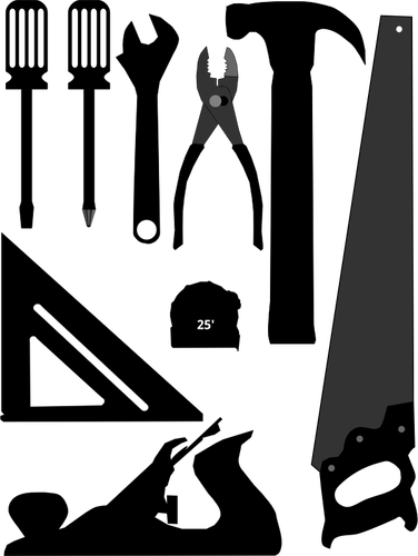 Silhouette vektorgrafikk utklipp av utvalg av verktøy
