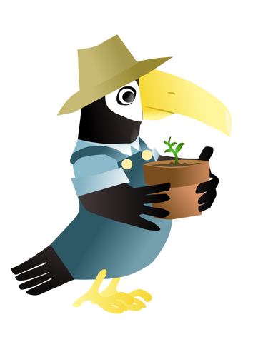 Vector image of parrot with hat