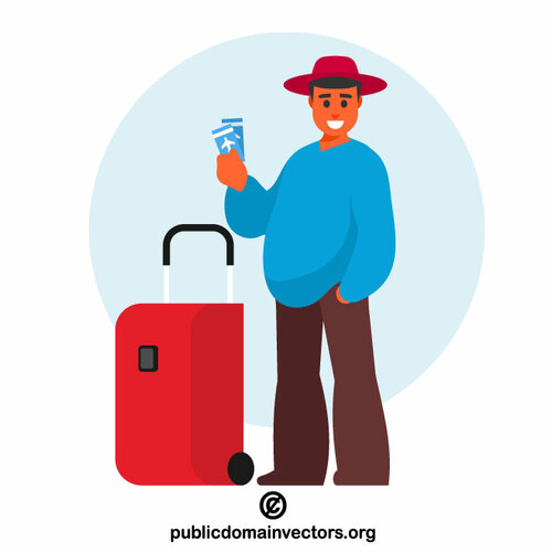 Tourist with plane tickets