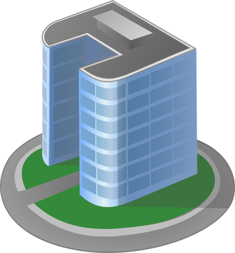 Vectorafbeeldingen van office tower blok met gras