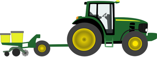 Tractor de granja con gráficos vectoriales de jardinera