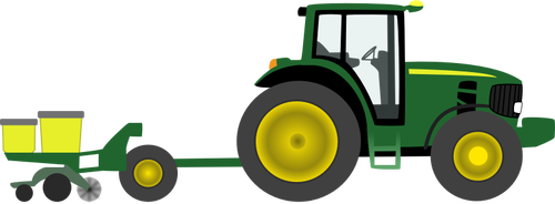 Farm tractor with planter vector graphics