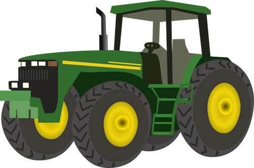 Vector drawing of farm tractor in green color