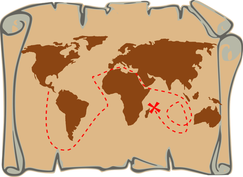 Old pirate route map