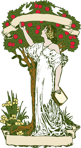 Woman at apple tree