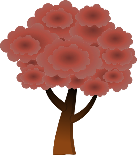 Grafică vectorială roşu silueta unui copac din lemn