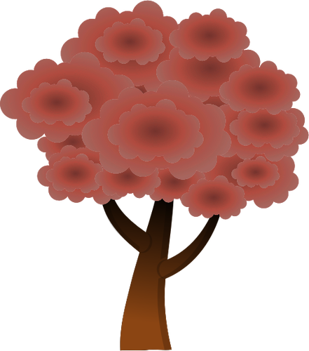 Red silhouette vector graphics of a wood tree