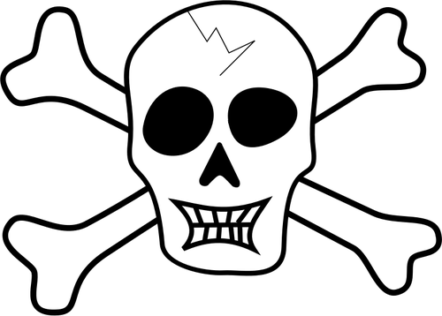 Wektor rysunek czaszki złamane pirat znak