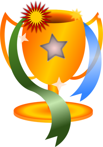 Trophy with ribbons vector image