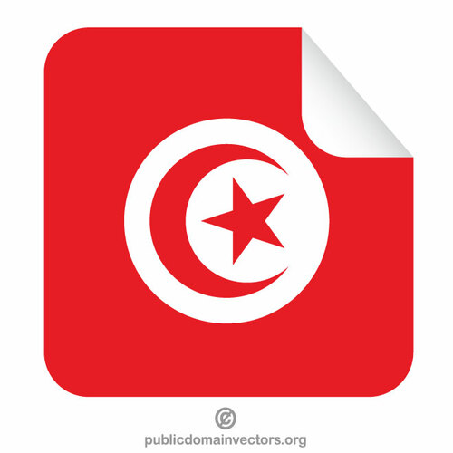 Тунисский флаг квадратный наклейка