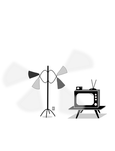 בתמונה וקטורית של הבציר טלוויזיה, מנורה