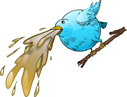 Bird spewing vector clip art