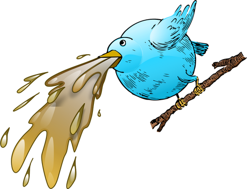 Bird spewing vector clip art