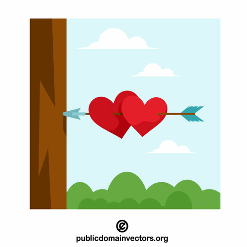 Two hearts pierced with an arrow
