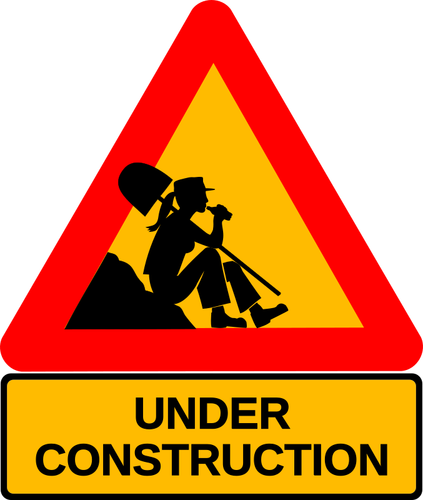 Woman on under construction sign