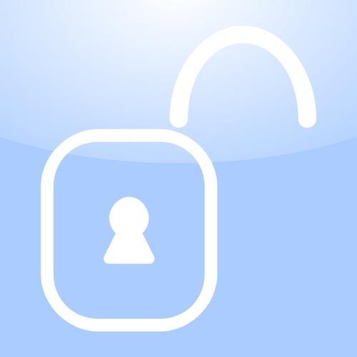 رسم متجه من رمز فتح التطبيق مع علامة ثقب المفتاح