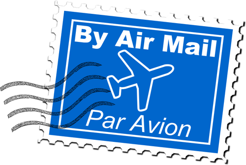 By air mail postal stamp vector illustration