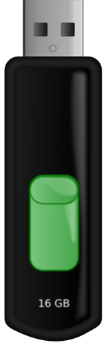 Векторная графика выдвижной черные и зеленые флэш-памяти USB