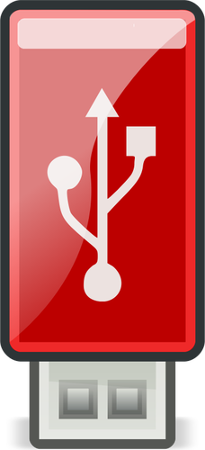 Vector Illustrasjon av små prangende røde USB stick