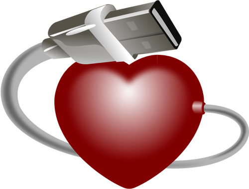 Heart USB stick vector graphics