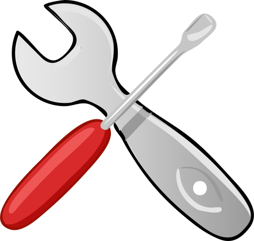 Screwdriver and spanner vector image