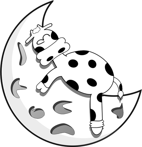 Vector drawing of lamb sleeping on half moon