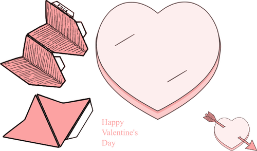 День Святого Валентина бумаги сердца и стрелы коллекции векторное изображение