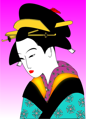 Femme japonaise en dessin vectoriel de kimono coloré