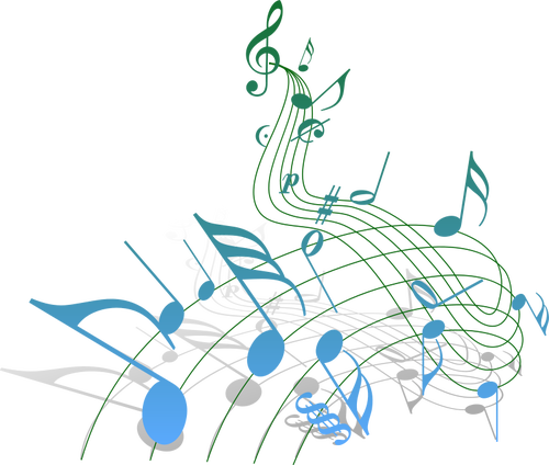 Ilustración de vector de flujo de notas musicales