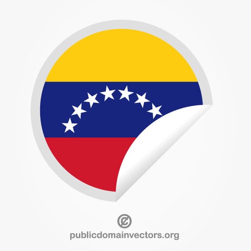 Mengupas stiker dengan bendera Venezuela